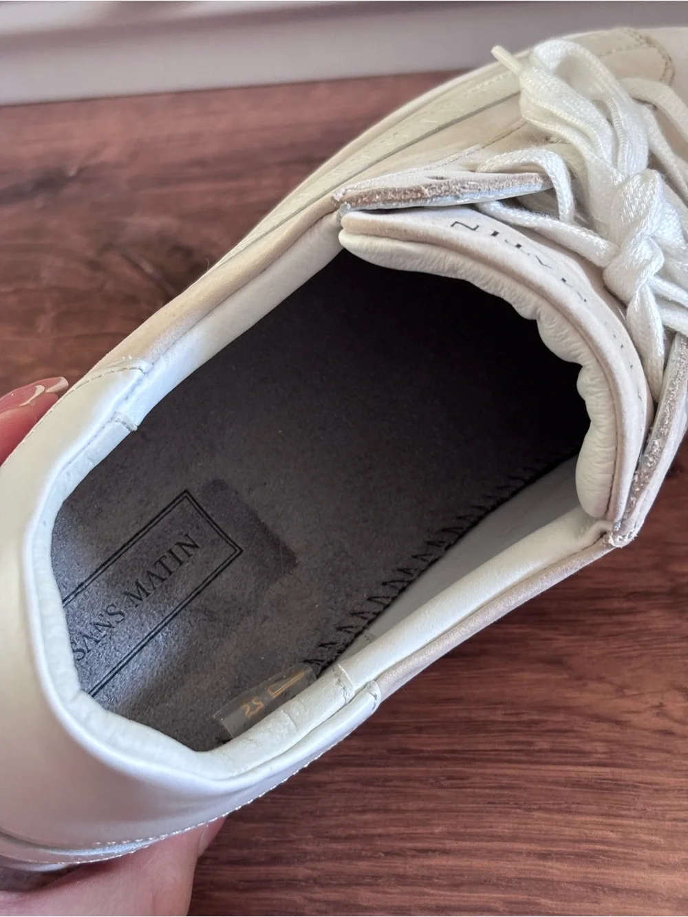 Sans Matin Gaia Platform Sneakers Taupe Nubuck Leather & White Leather Platform